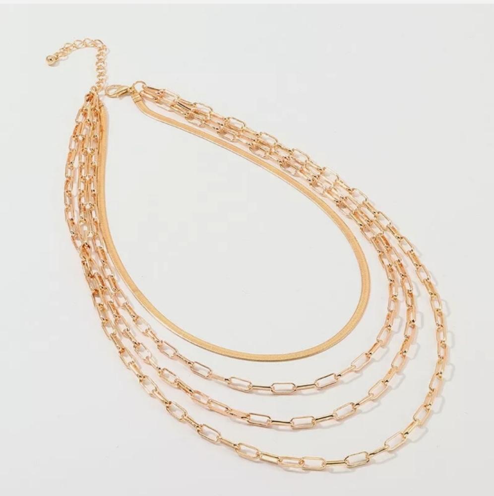 MULTILAYER CHUNKY CHAIN BIG PENDANT NECKLACE CHOKER - Picture 3 of 9